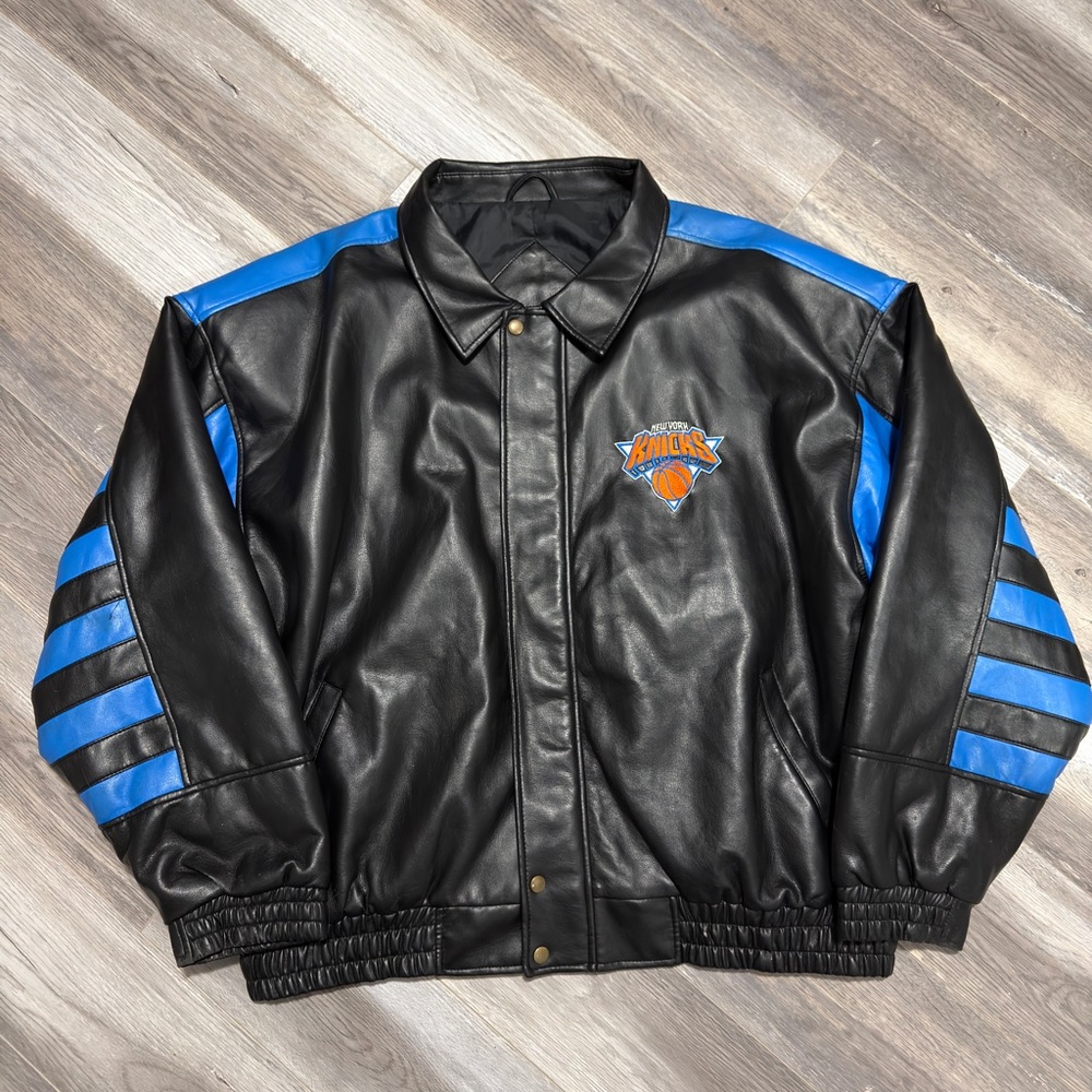 New York Knicks Black and Blue Varsity Jacket